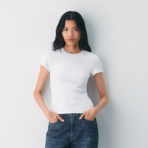 NWT Aritzia HomeStretch Rib Tune T-Shirt White 2XS